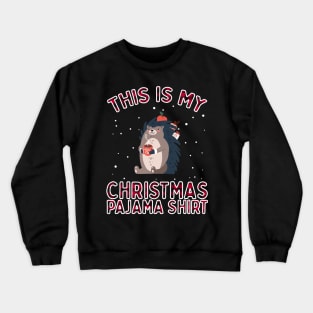 Funny Cute Christmas Hedgehog Gift - Pajamas Santa Hat Xmas Crewneck Sweatshirt